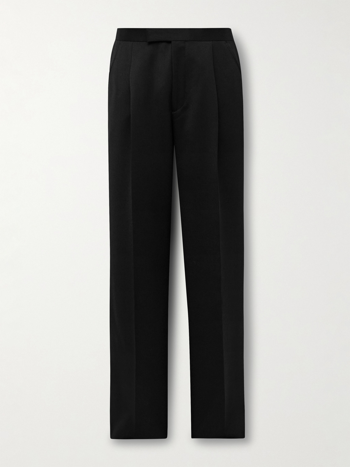 Tommy Straight-Leg Grosgrain-Trimmed Pleated Wool Tuxedo Trousers