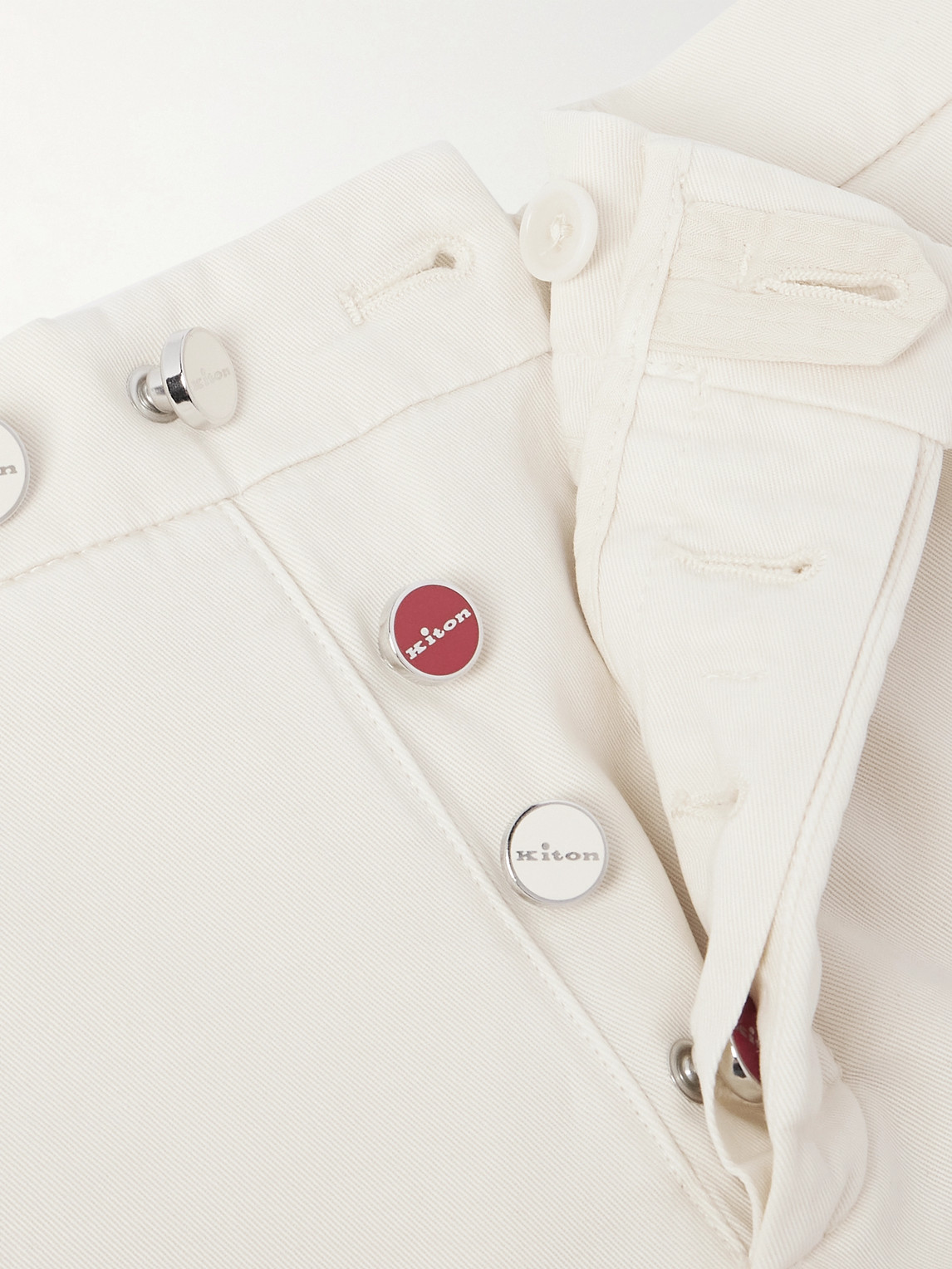 Kiton Tapered Lyocell-blend Twill Trousers In White