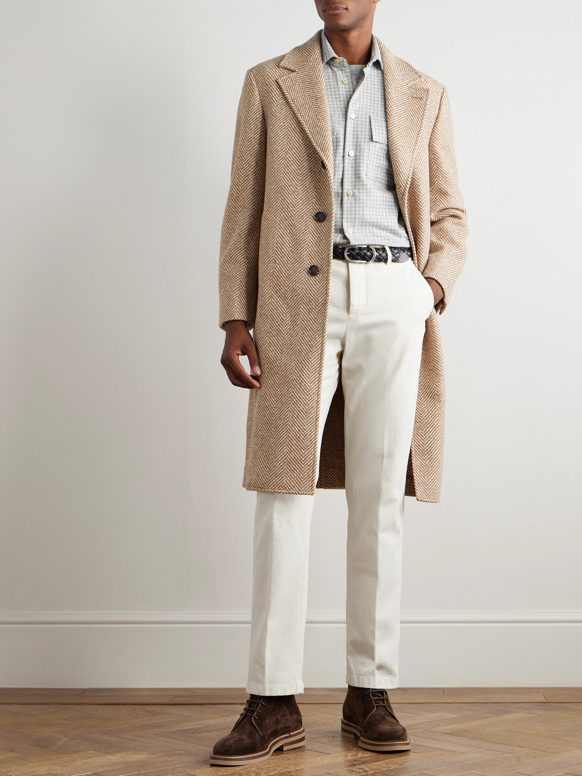 Kiton Tapered Lyocell-blend Twill Trousers In White