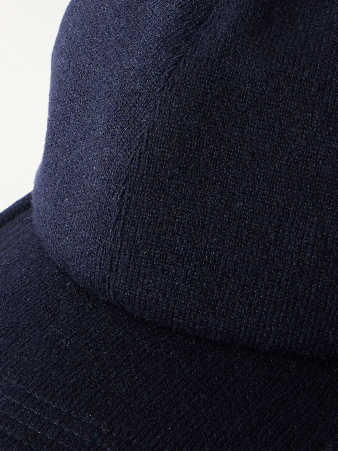 Kiton Leather-trimmed Cashmere Baseball Cap In Blue