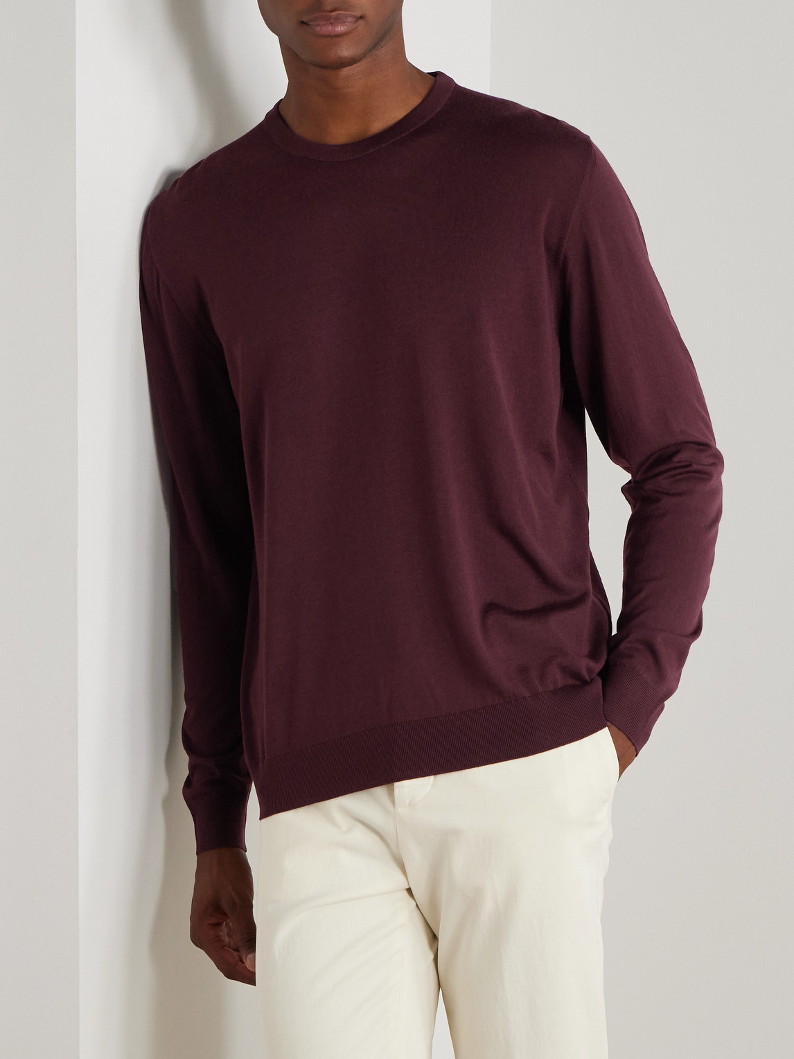 Kiton Wool Sweater In Burgundy