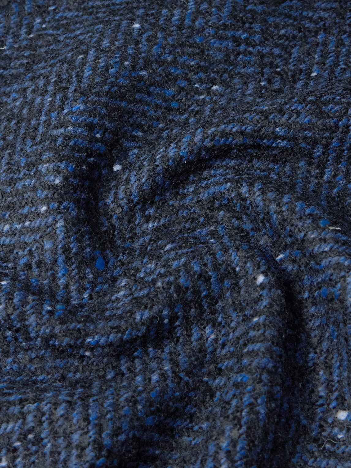 Kiton Herringbone Virgin Wool, Cashmere And Silk-blend Overcoat In Blue