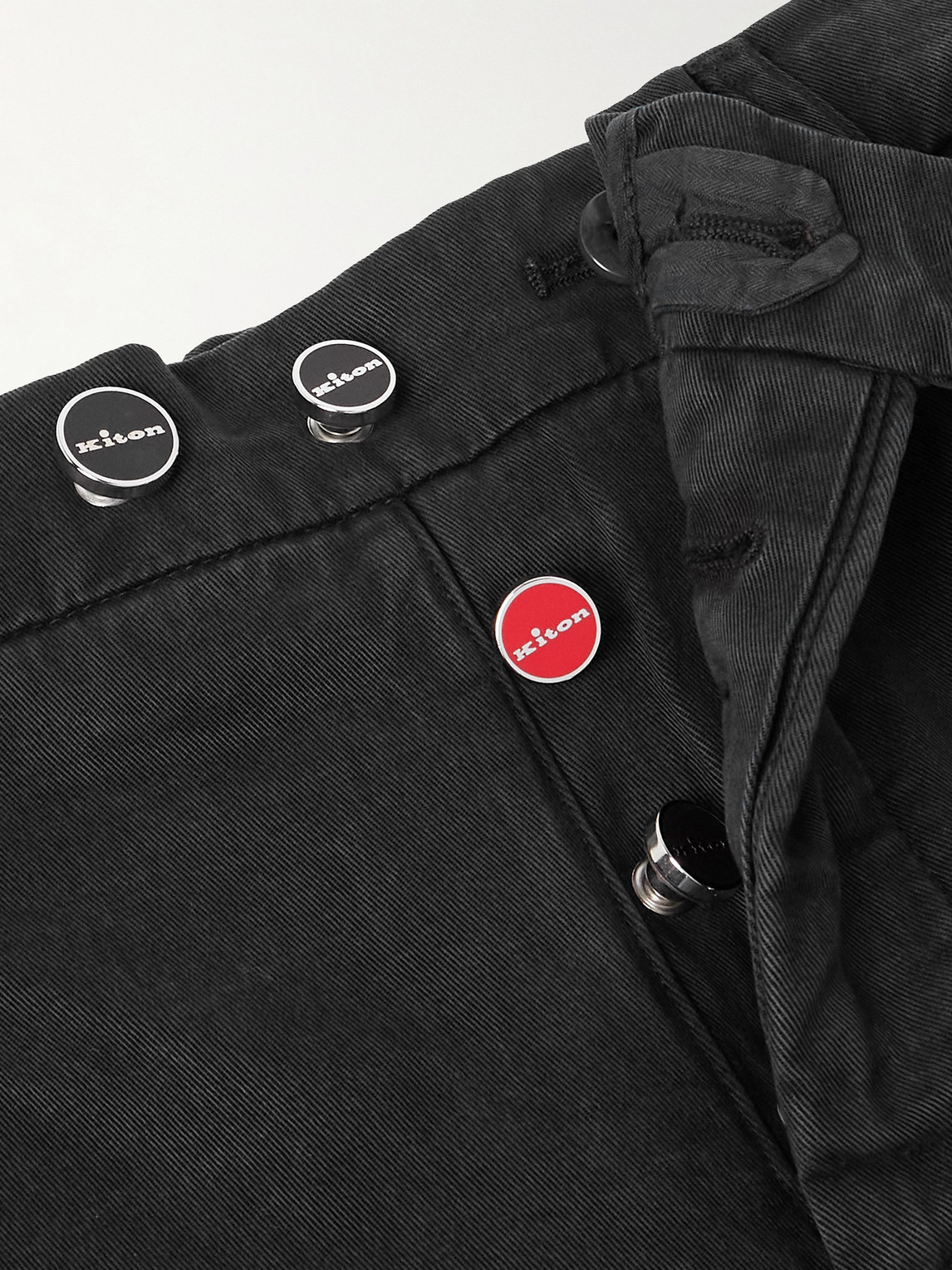 Kiton Straight-leg Lyocell-blend Twill Trousers In Black