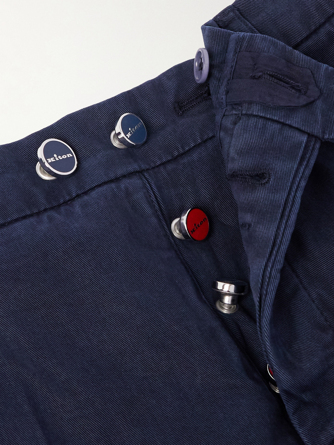 Kiton Straight-leg Lyocell-blend Twill Trousers In Blue