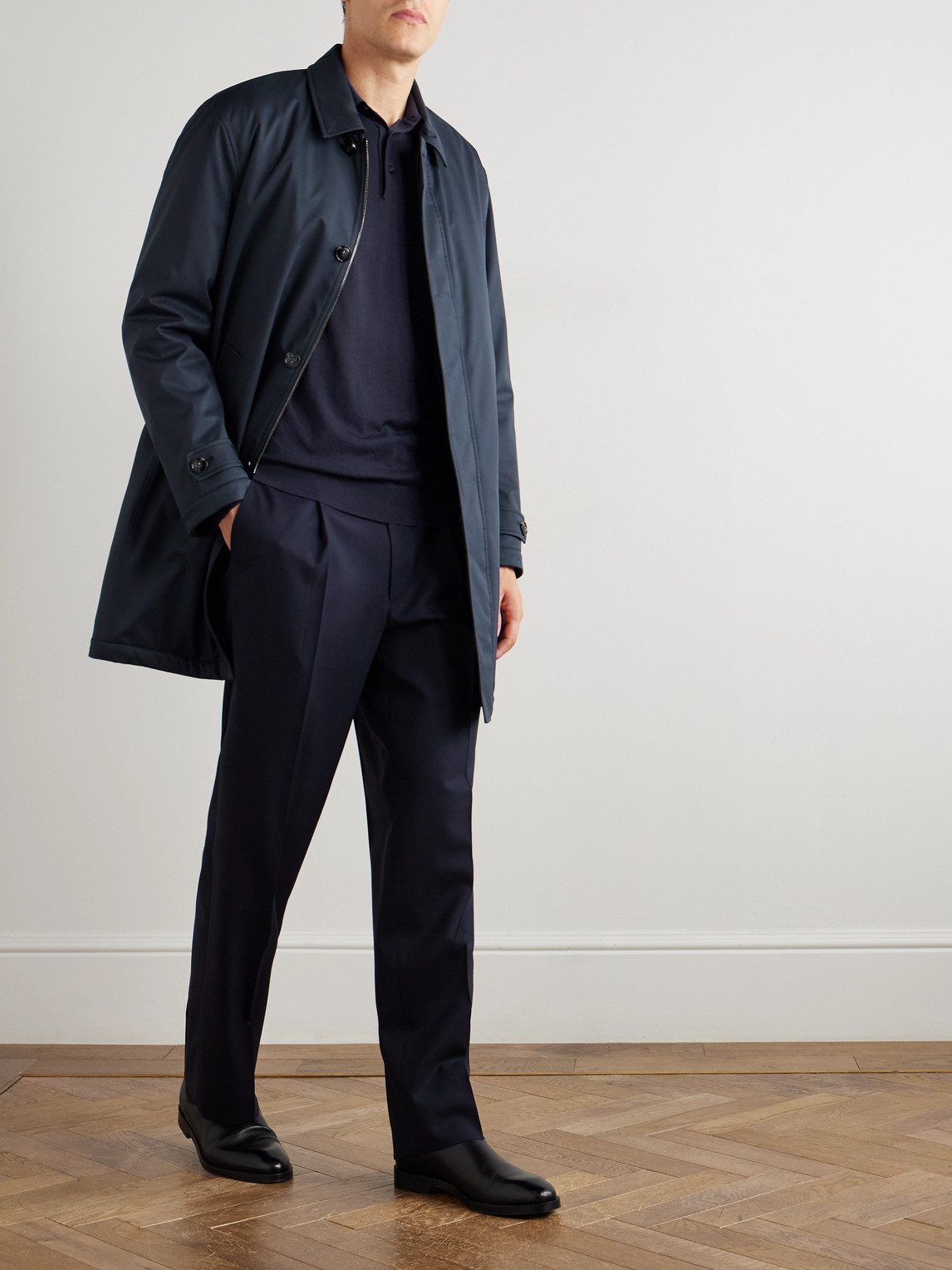 Kiton Shell Coat In Blue