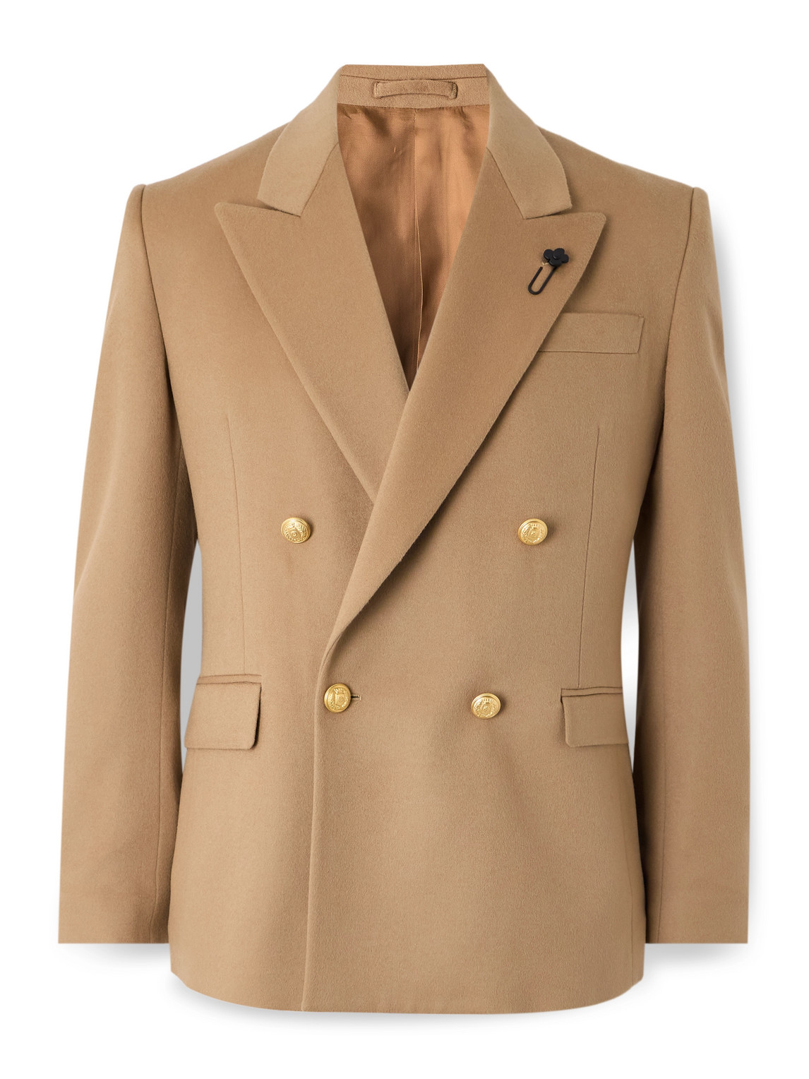 Lardini Double-breasted Virgin Wool Blazer In Neutral