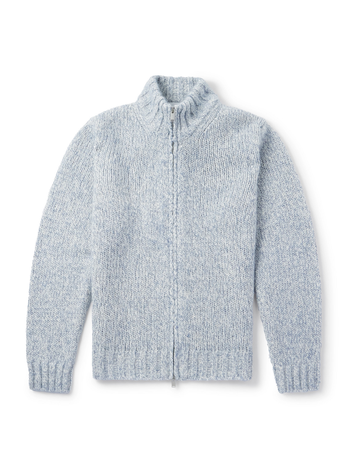 Lardini Slim-fit Virgin Wool-blend Zip-up Cardigan In Blue