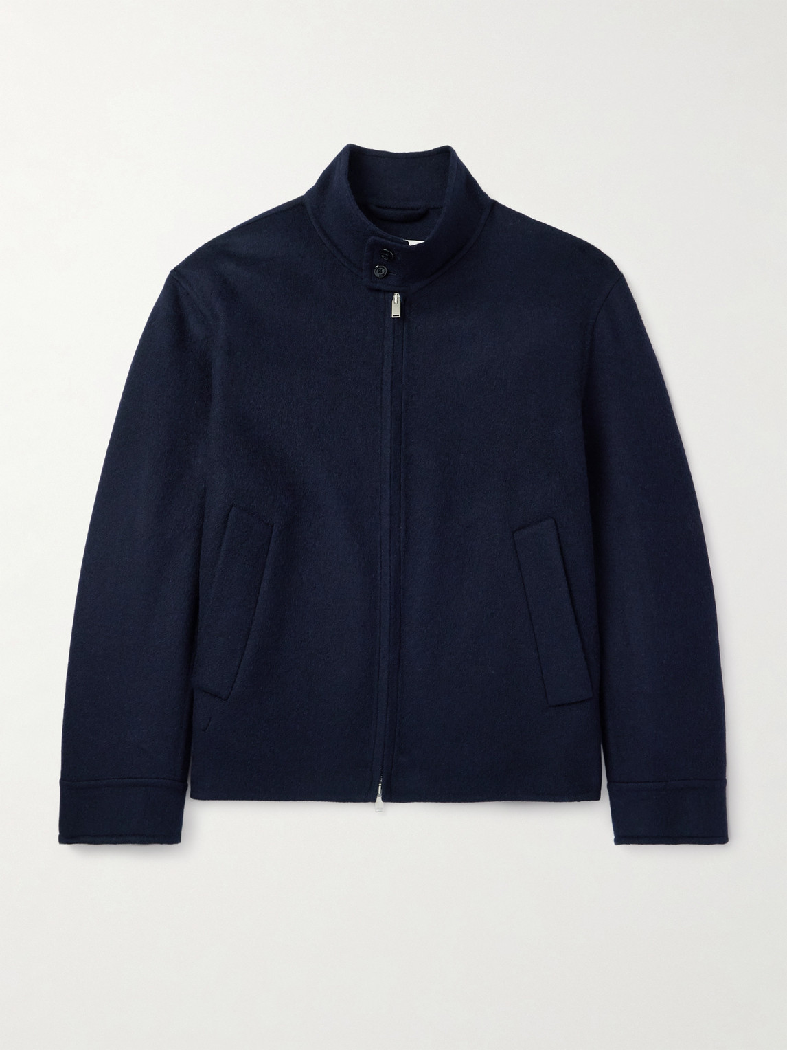 Lardini Brushed Wool And Cashmere-blend Bomber Jacket In Blue