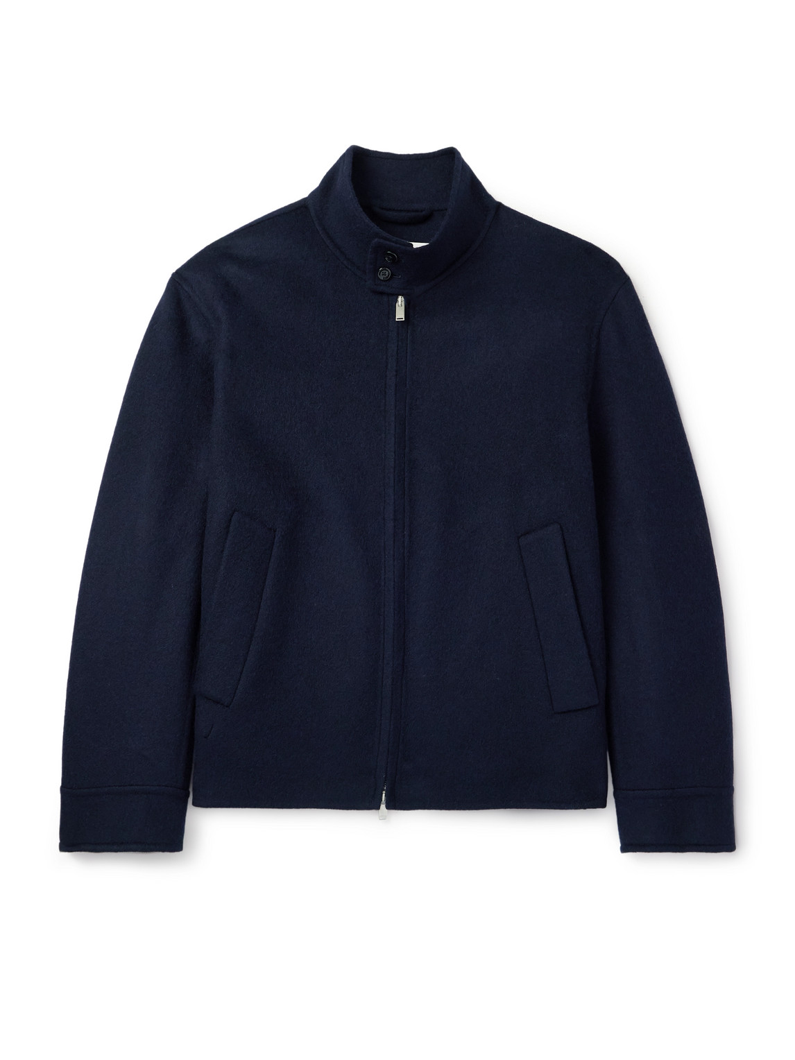 Lardini Brushed Wool And Cashmere-blend Bomber Jacket In Blue
