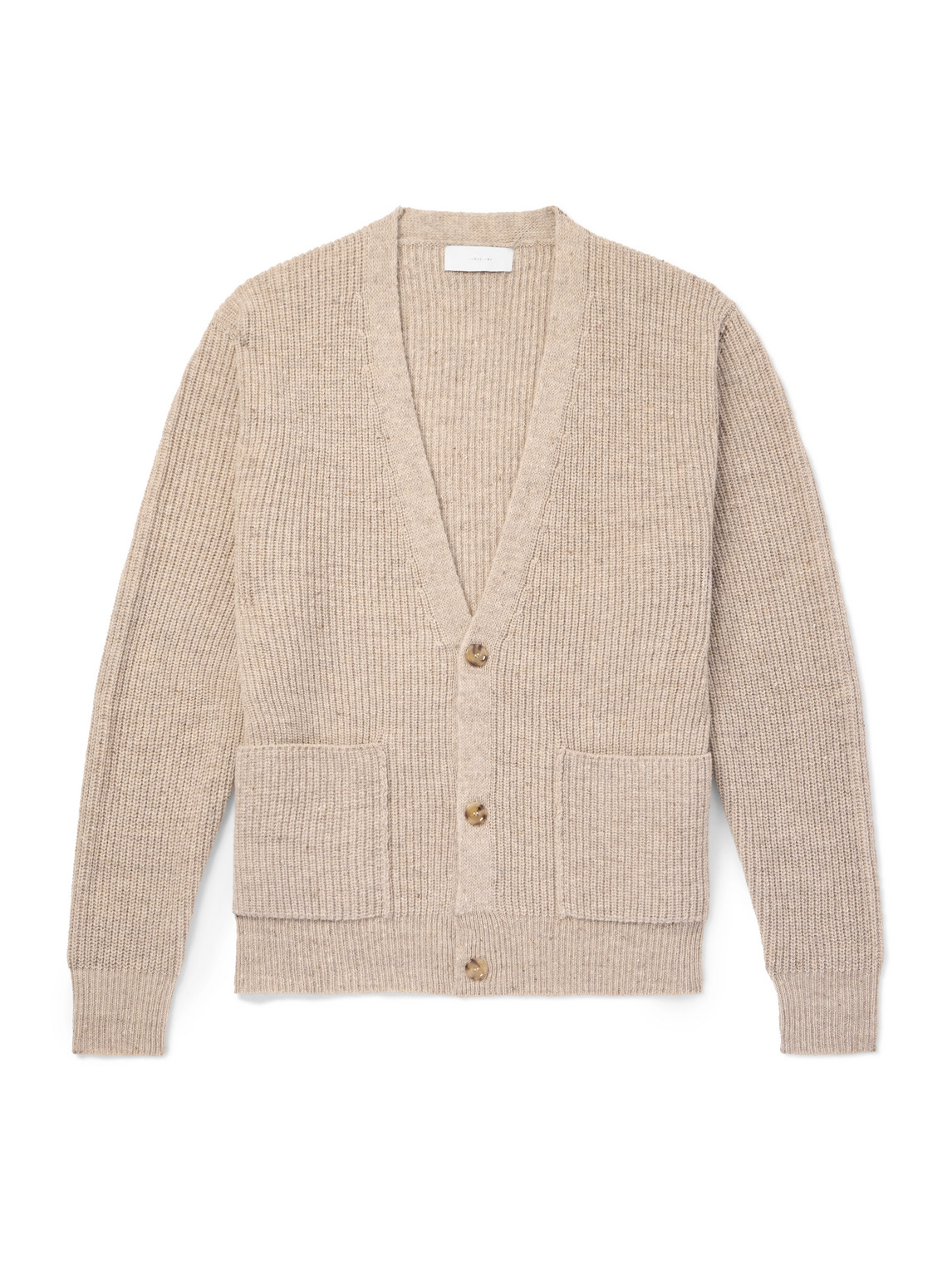 Lardini Ribbed Wool Cardigan In Neutral