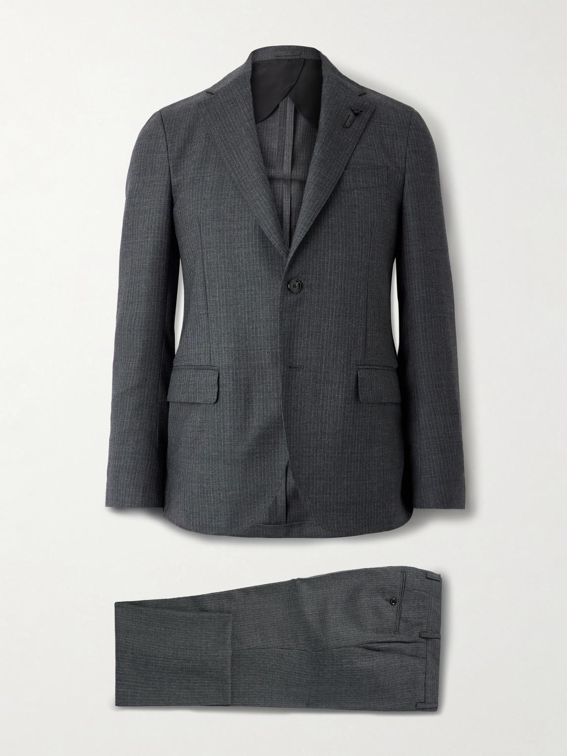Lardini Striped Virgin Wool Suit In Black