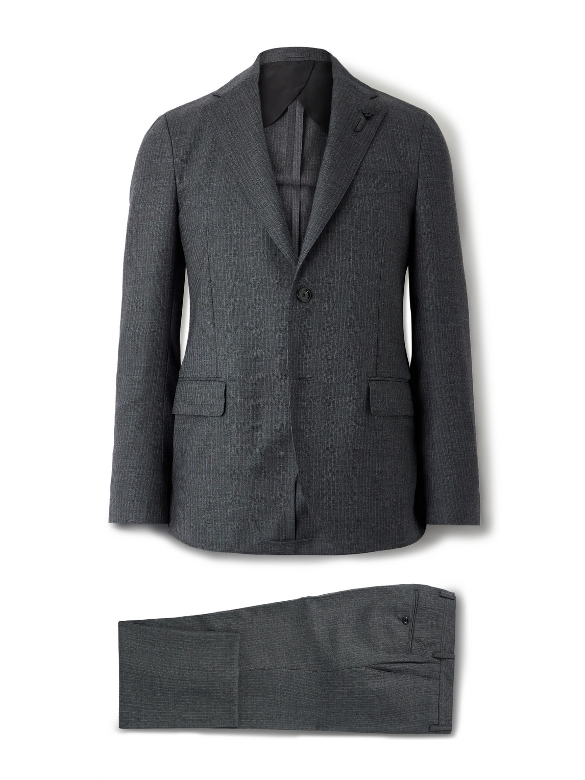Lardini Striped Virgin Wool Suit In Black