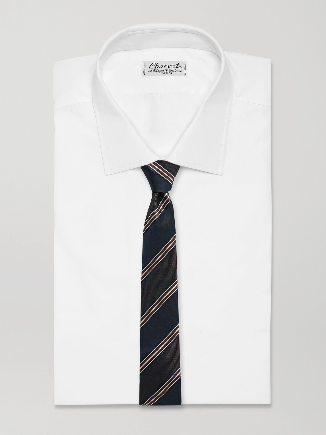 Lardini 6cm Striped Silk-gabardine Tie In Blue