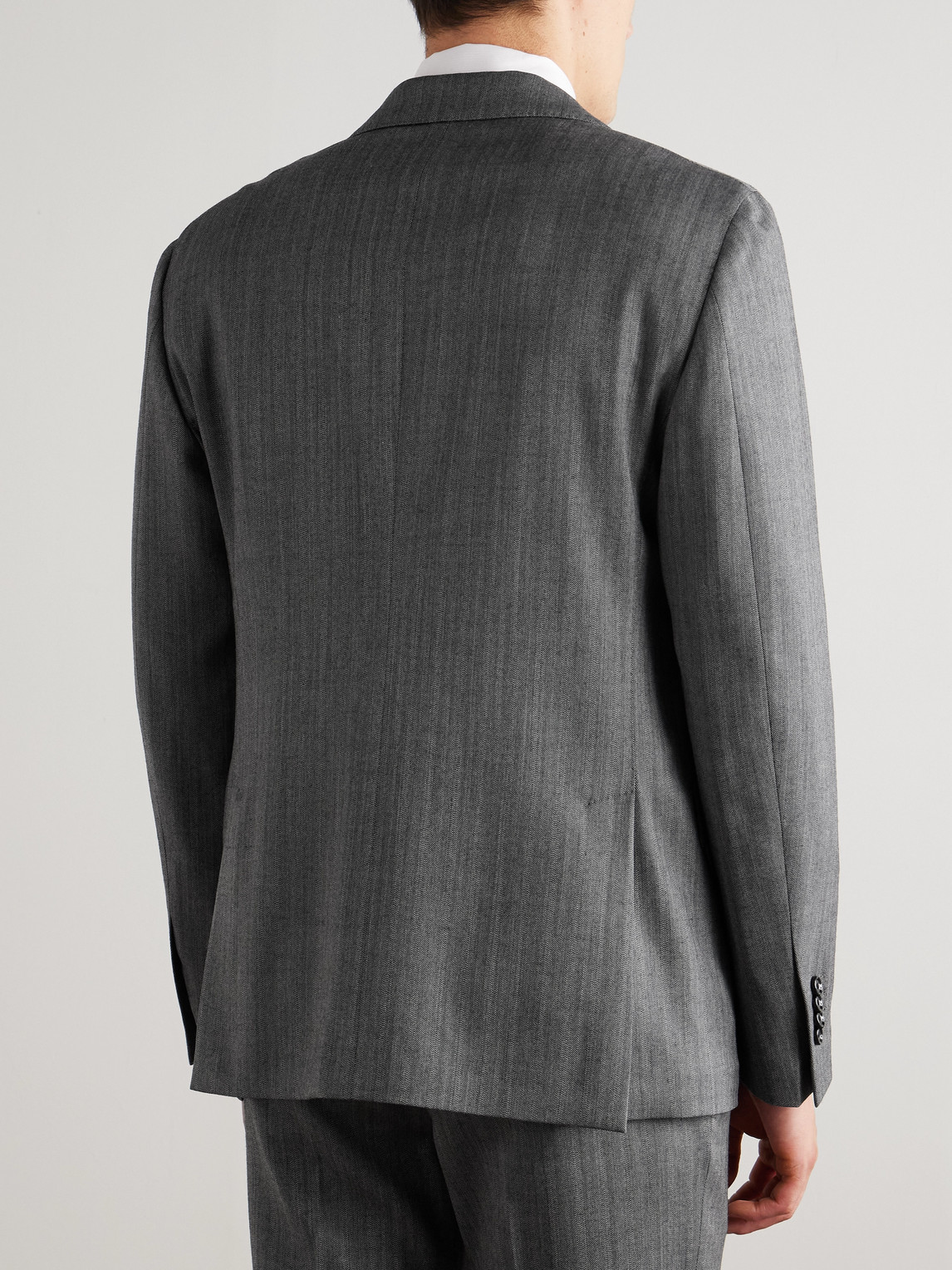 Lardini Virgin Wool-blend Herringbone Suit Jacket
