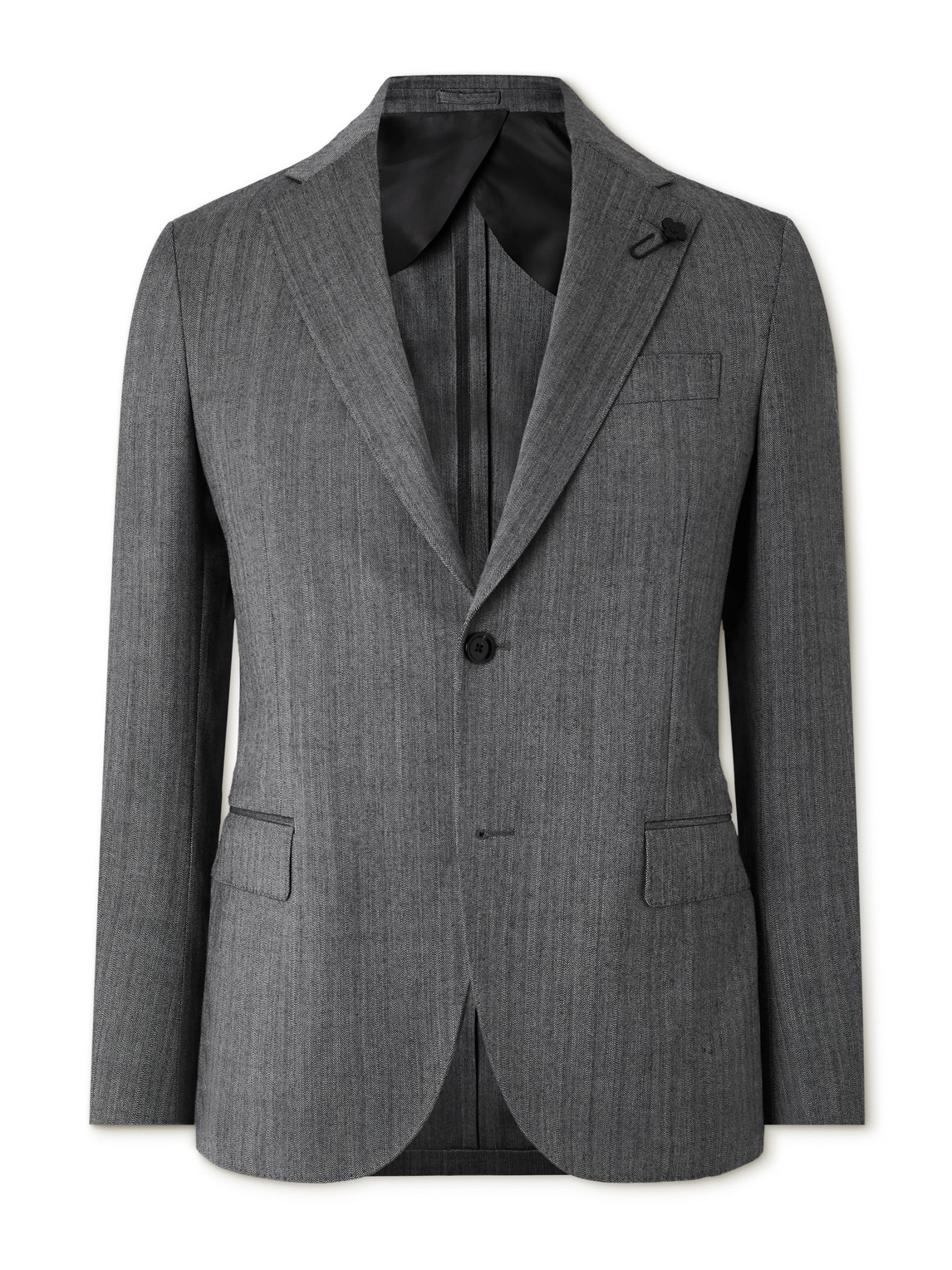 Lardini Virgin Wool-blend Herringbone Suit Jacket In Gray