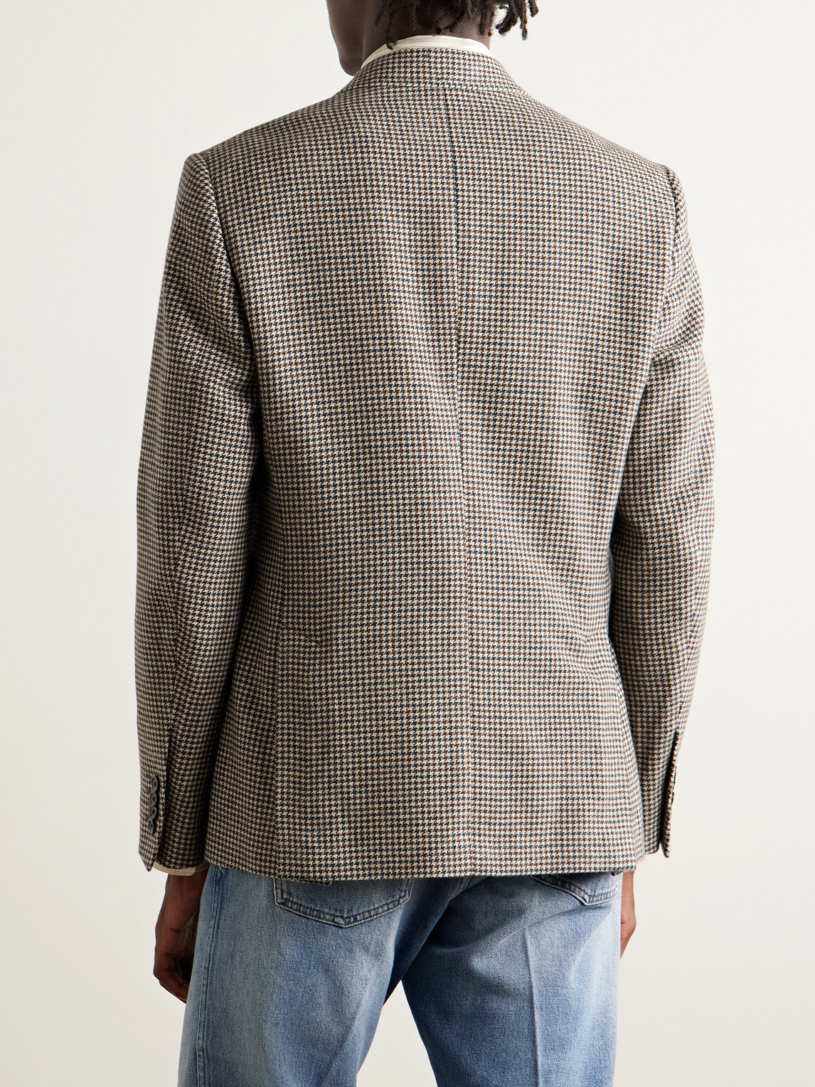 Lardini Puppytooth Wool-blend Felt Blazer In Neutral