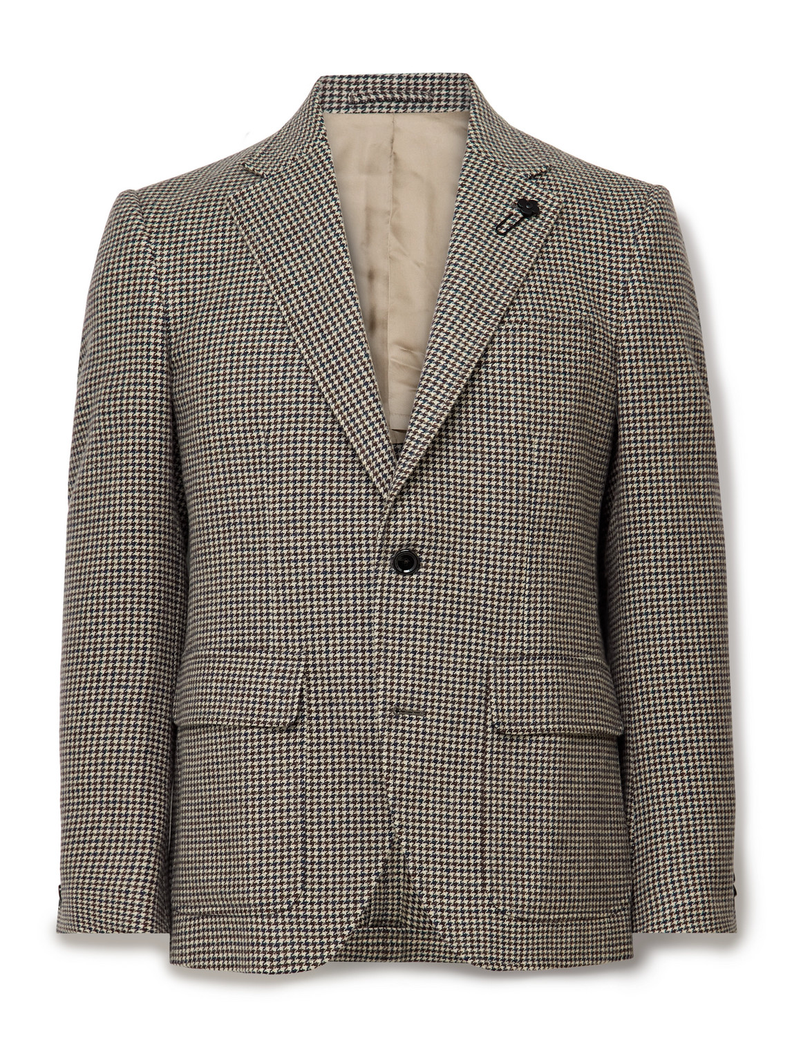 Lardini Puppytooth Wool-blend Felt Blazer In Neutral