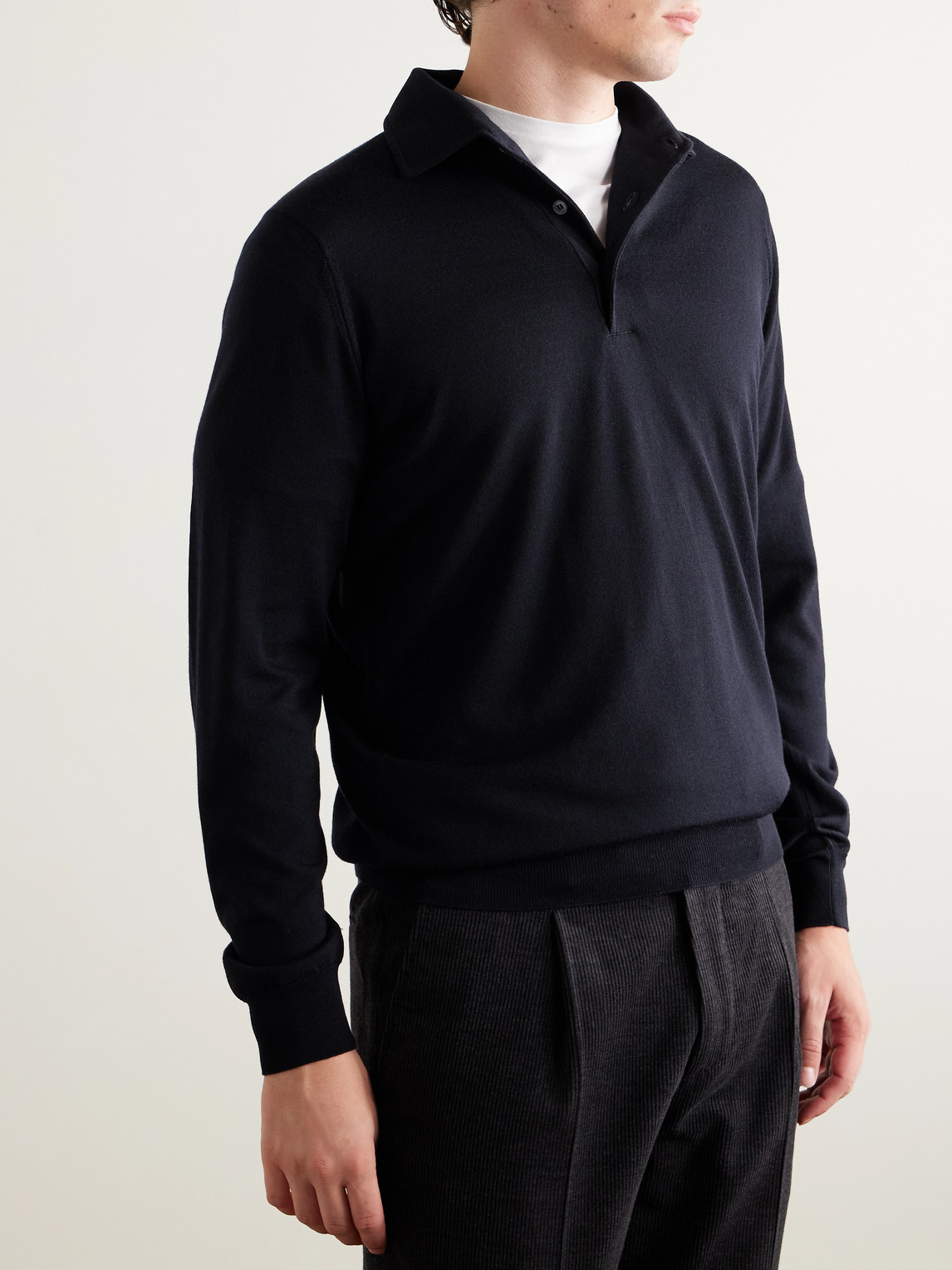 Lardini Virgin Wool Polo Shirt In Black