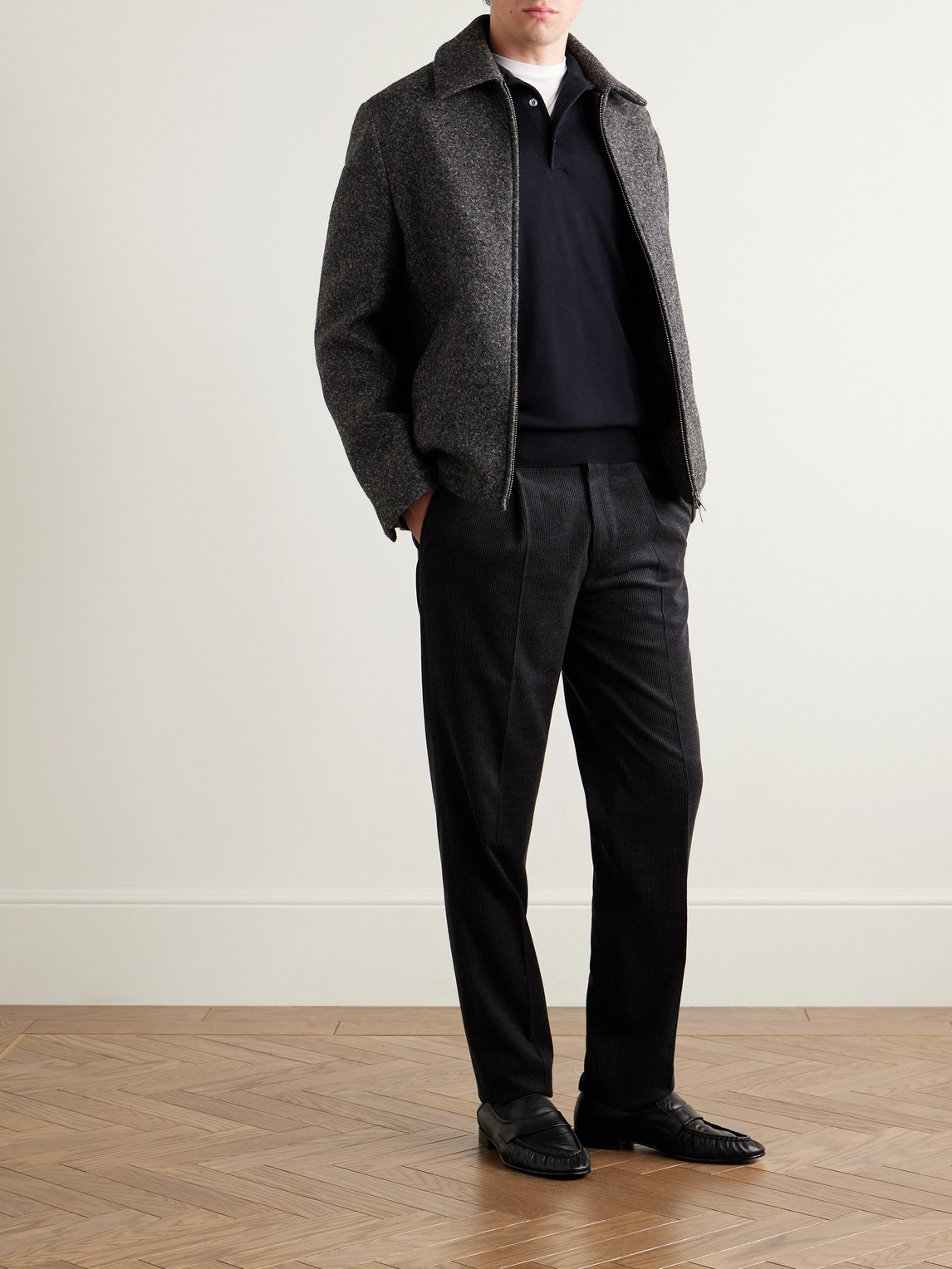 Lardini Virgin Wool Polo Shirt In Black