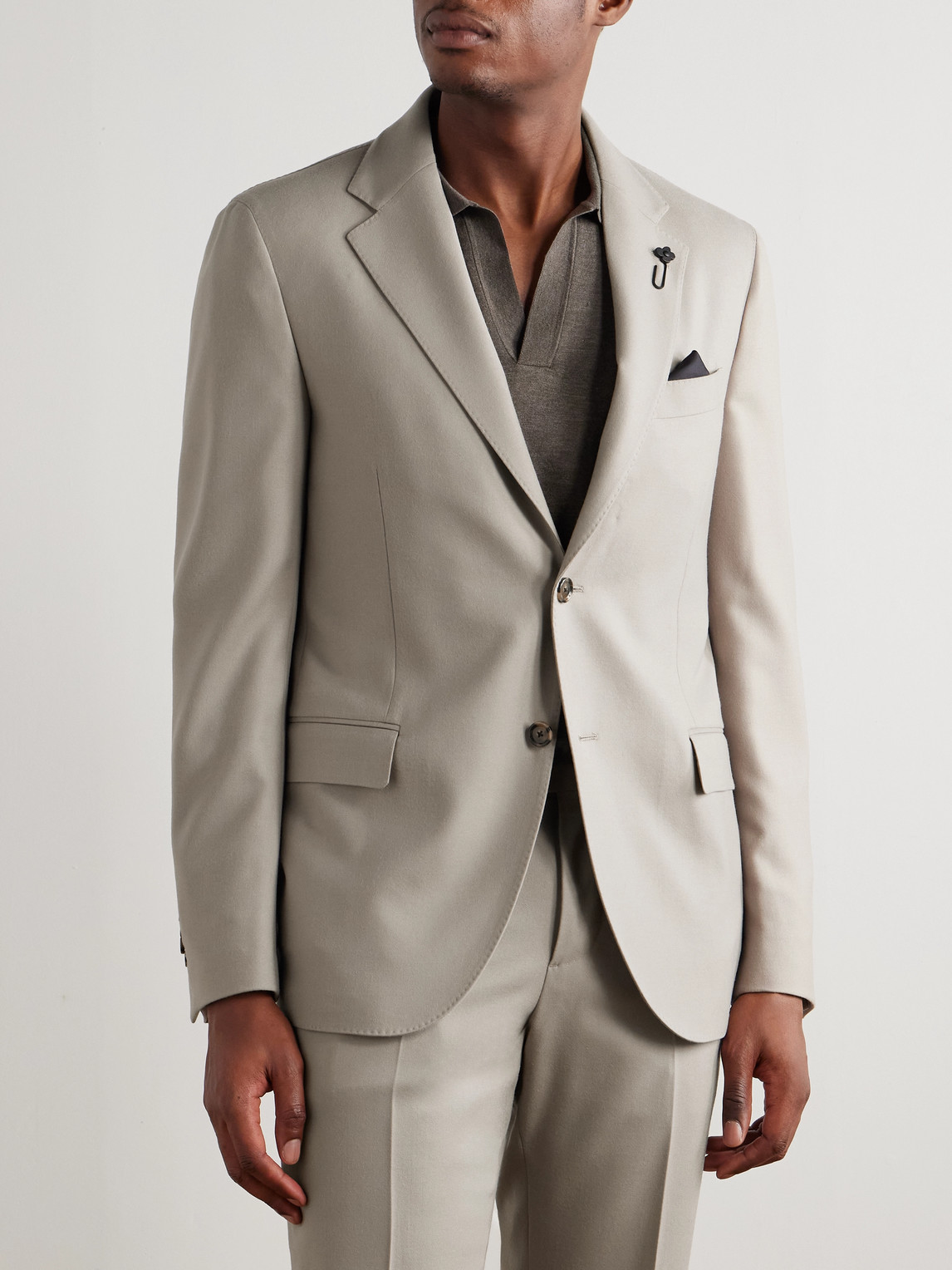  Lardini - Virgin Wool-blend Twill Suit Jacket - Men - Neutrals - It 48 