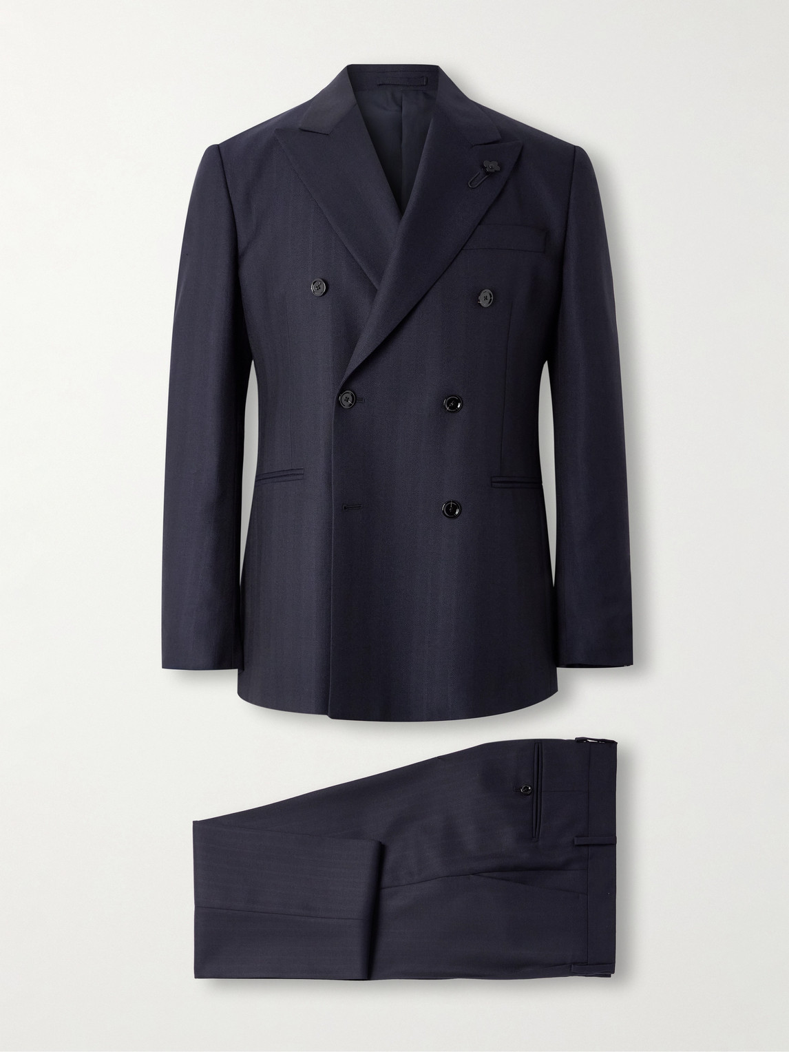 Lardini Double-Breasted Striped Wool Suit - Men