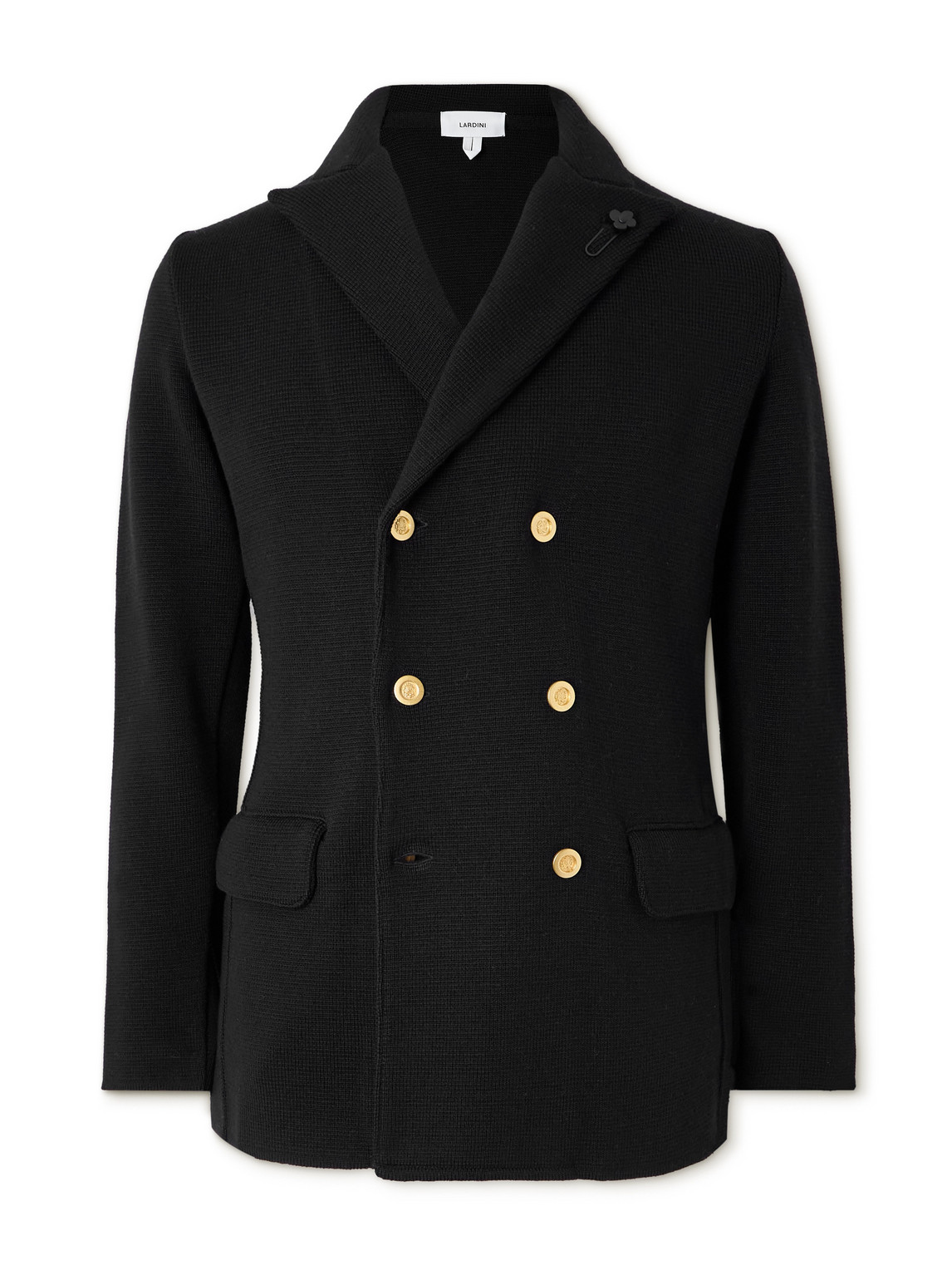Lardini Double-breasted Virgin Wool Blazer In Black