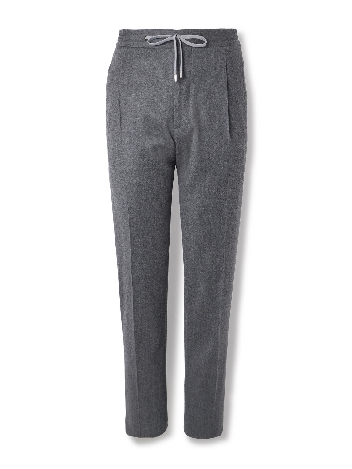 Straight-Leg Pleated Stretch Virgin Wool and Cashmere-Blend Drawstring Trousers