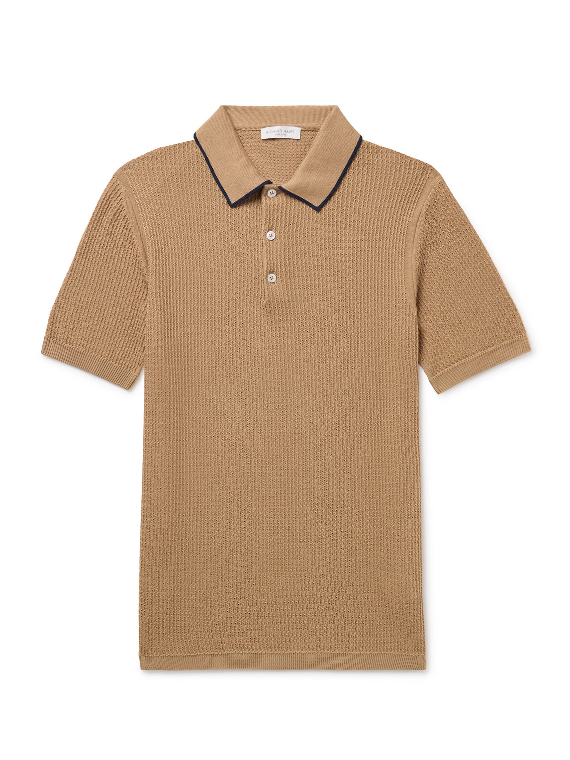 Richard James Ribbed Cotton And Silk-blend Polo Shirt