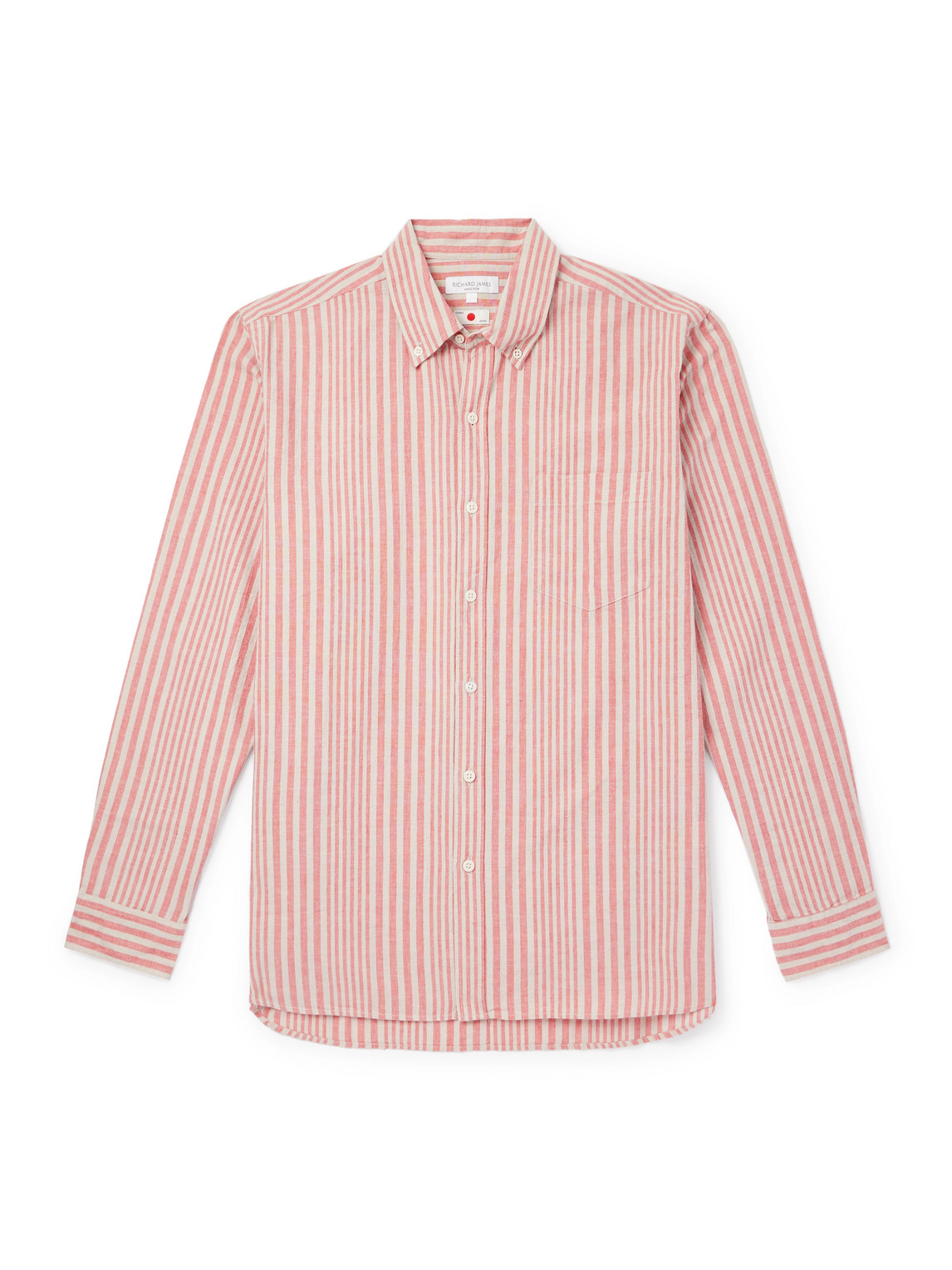 Richard James Button-down Collar Striped Linen And Cotton-blend Shirt