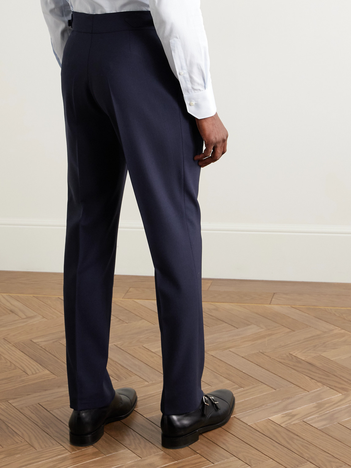 Richard James Hepworth Slim-fit Pleated Wool-crepe Suit Trousers