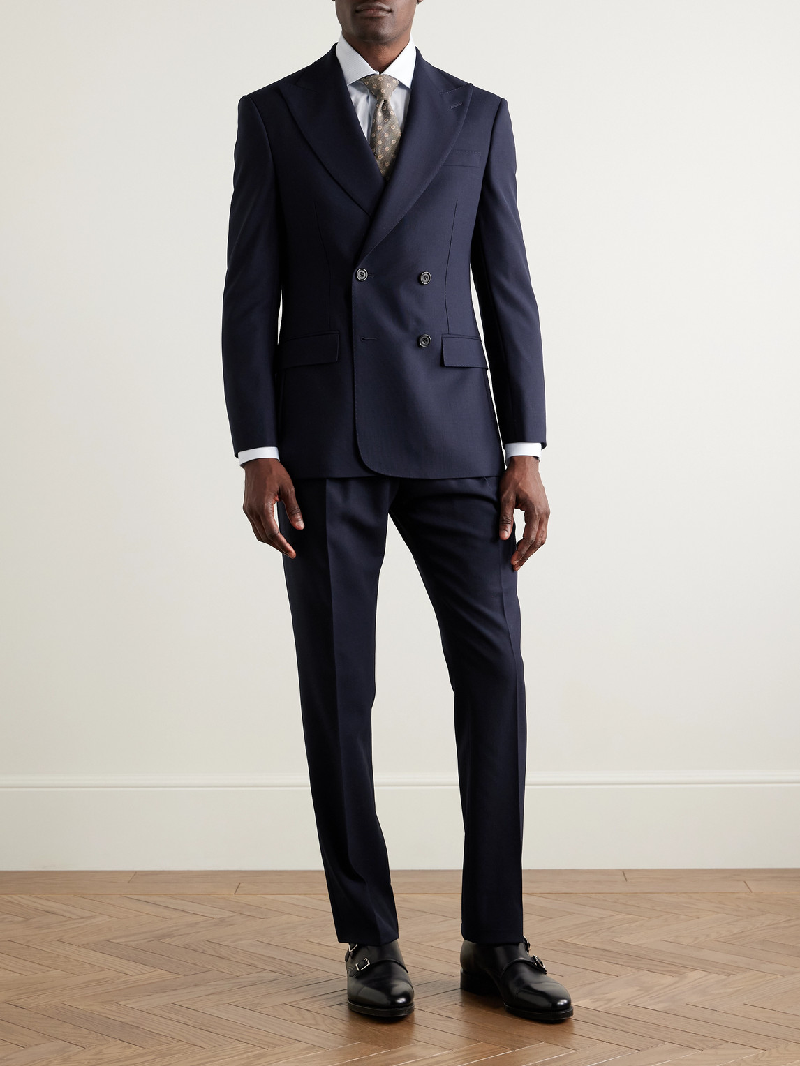 Richard James Hepworth Slim-fit Pleated Wool-crepe Suit Trousers