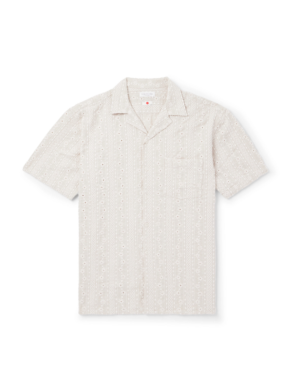 Richard James Camp-collar Embroidered Cotton And Linen-blend Shirt