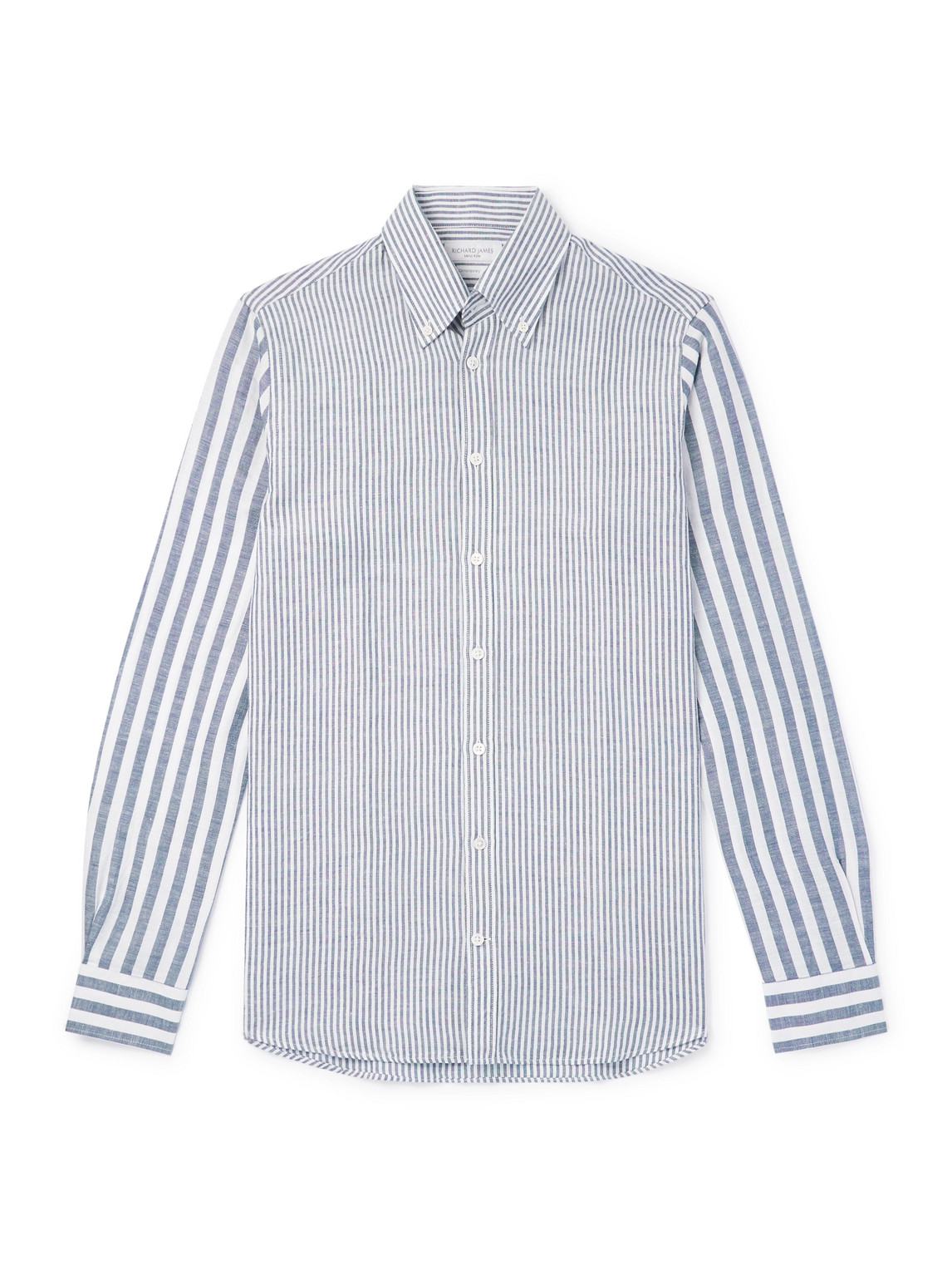 Richard James Slim-fit Button-down Collar Striped Linen And Cotton-blend Shirt