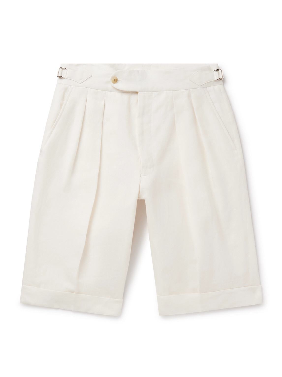 Richard James Straight-leg Pleated Linen Shorts