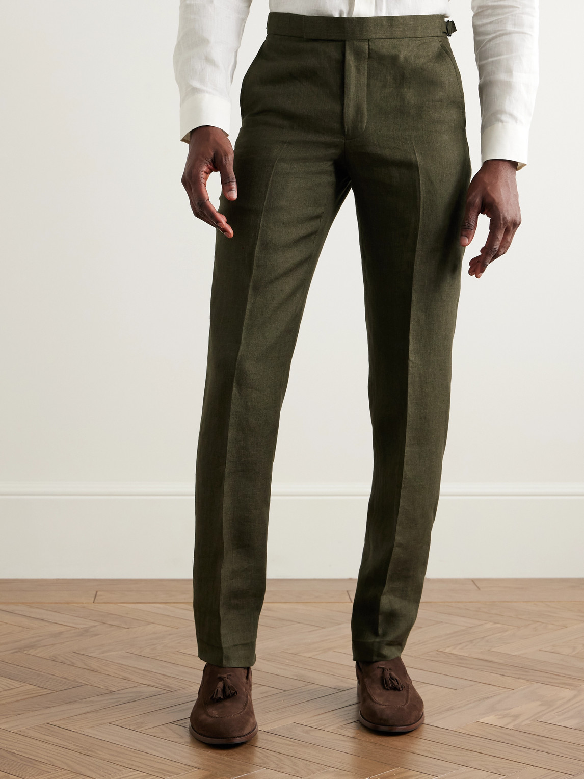 Richard James Chapman Slim-fit Straight-leg Linen Suit Trousers