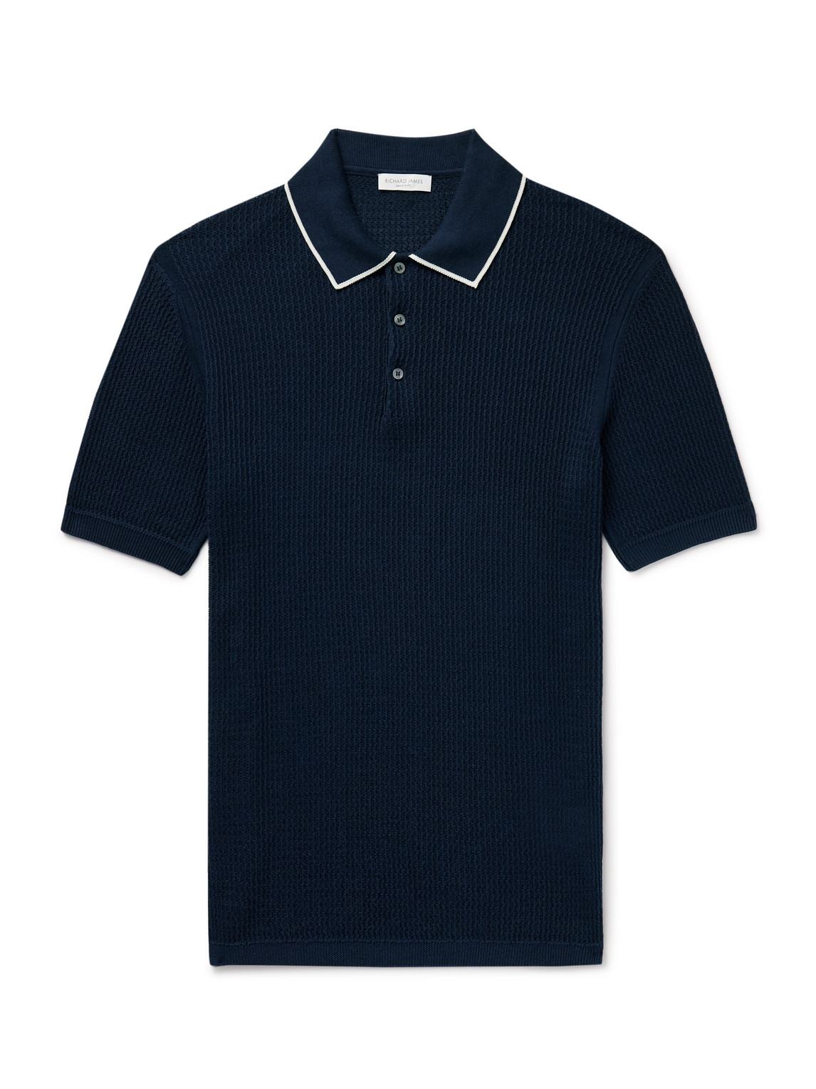 Richard James Ribbed Cotton And Silk-blend Polo Shirt