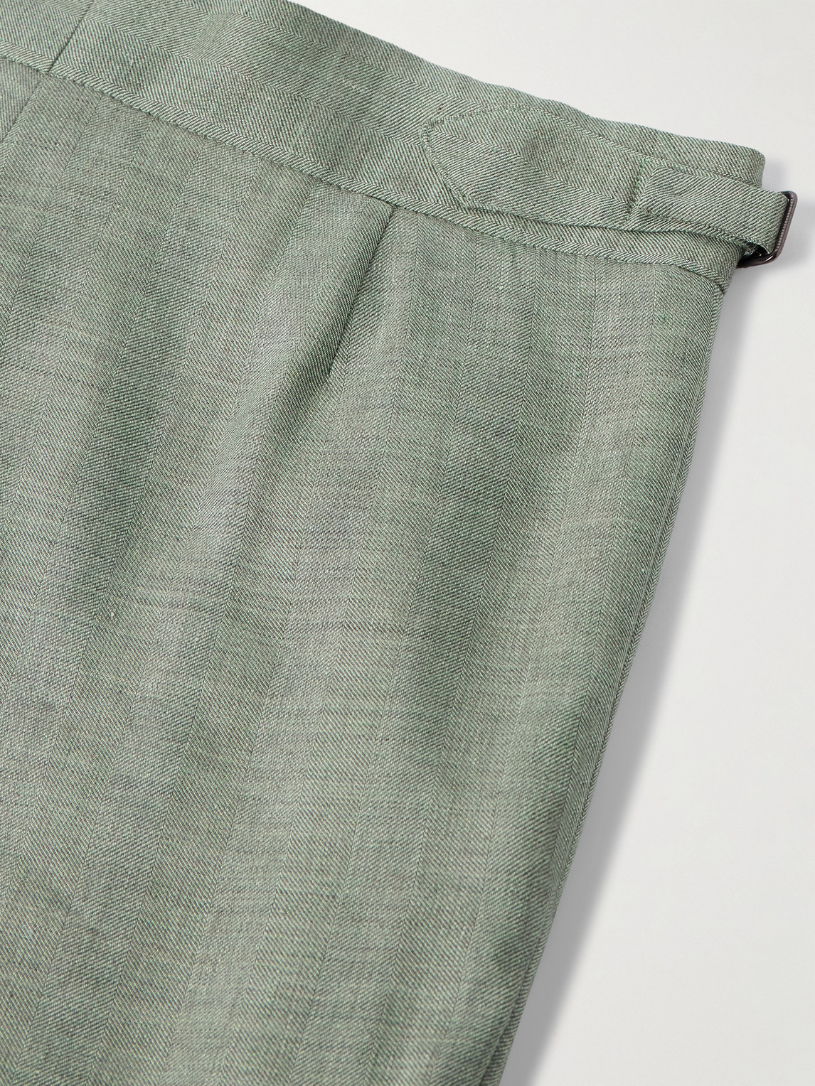 Richard James Hepworth Straight-leg Pleated Herringbone Linen And Wool-blend Suit Trousers