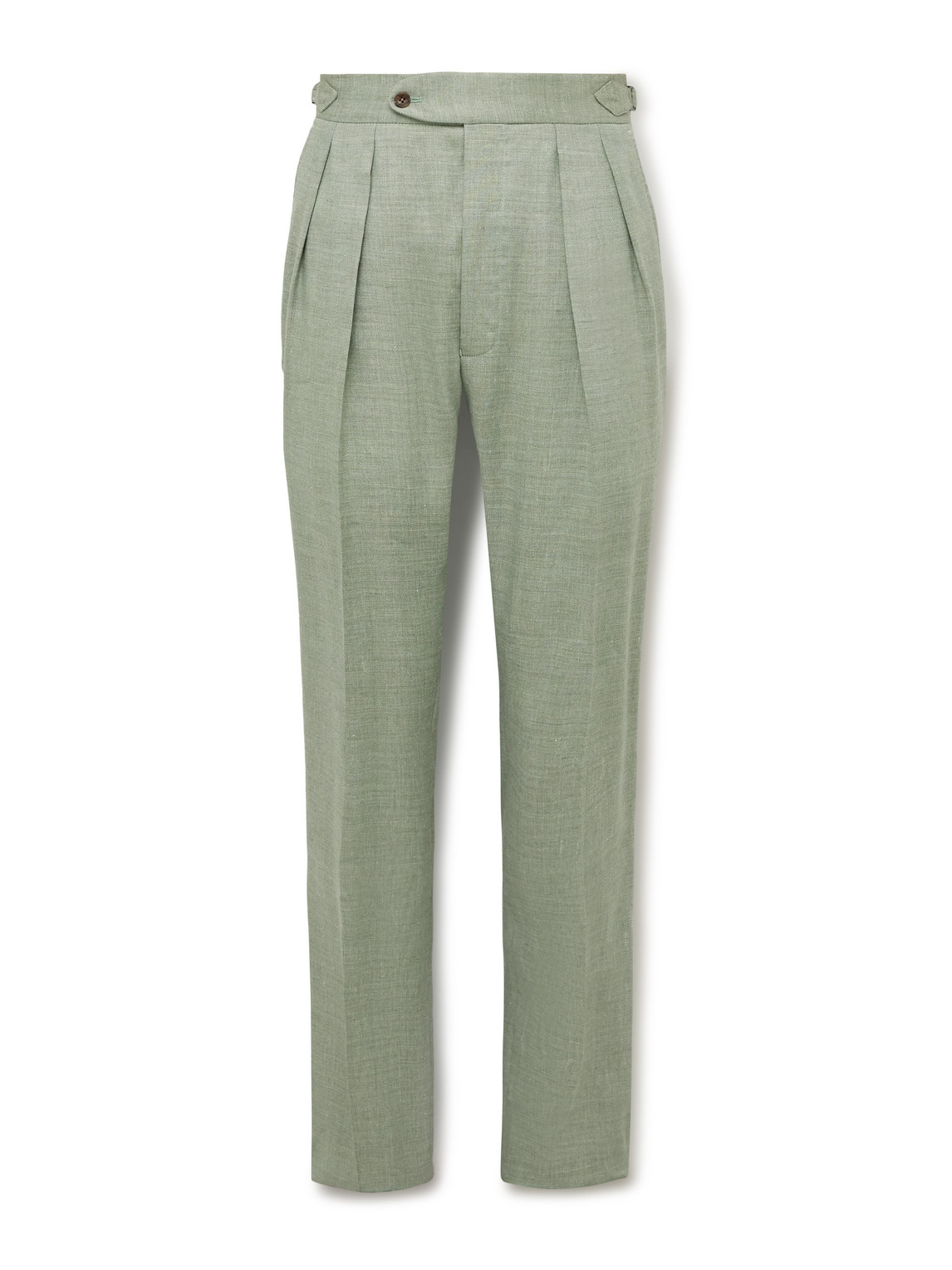 Richard James Hepworth Straight-leg Pleated Herringbone Linen And Wool-blend Suit Trousers