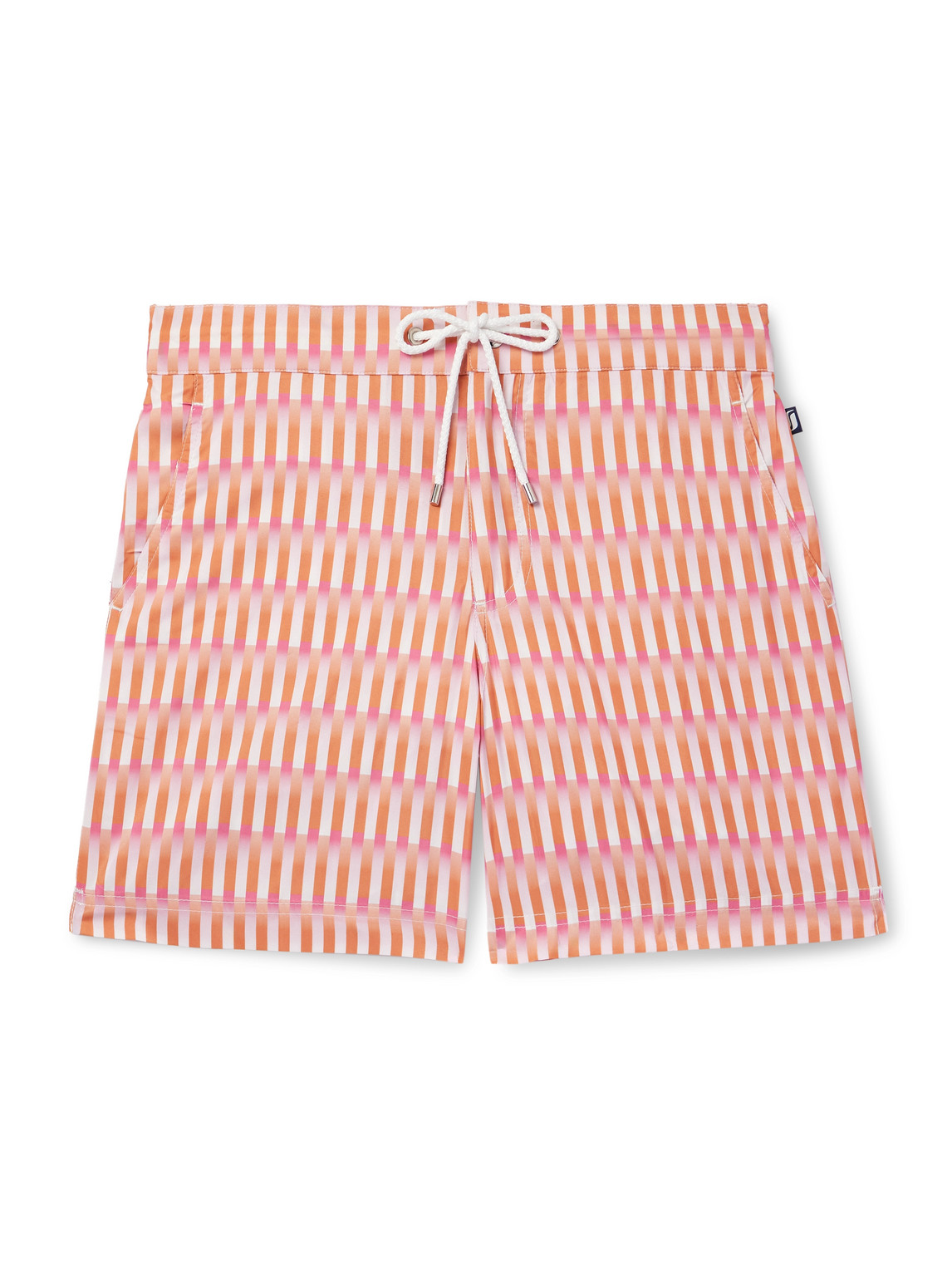 Straight-Leg Mid-Length Striped Recycled Swim Shorts