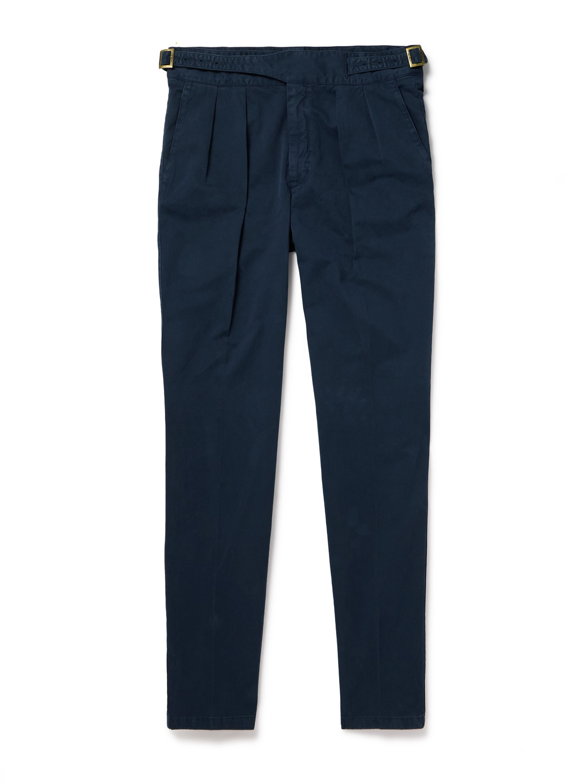 Rubinacci Manny Straight-leg Pleated Cotton-twill Trousers In Blue