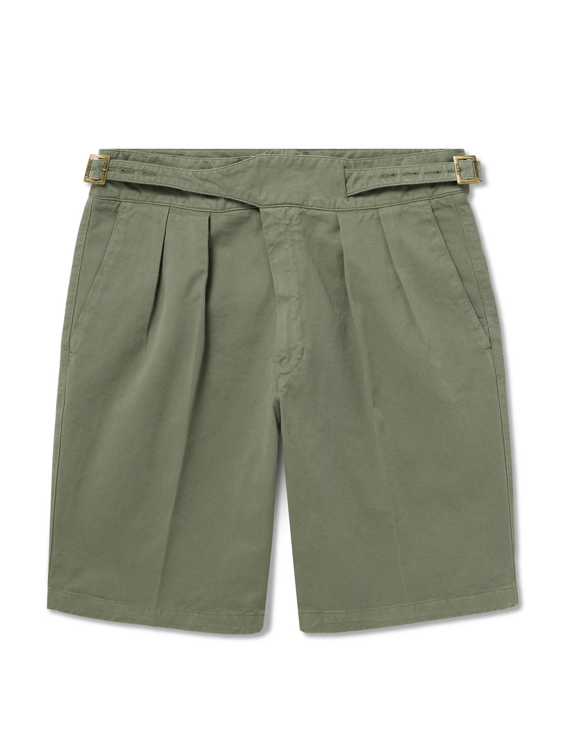 Manny Straight-Leg Pleated Cotton Shorts
