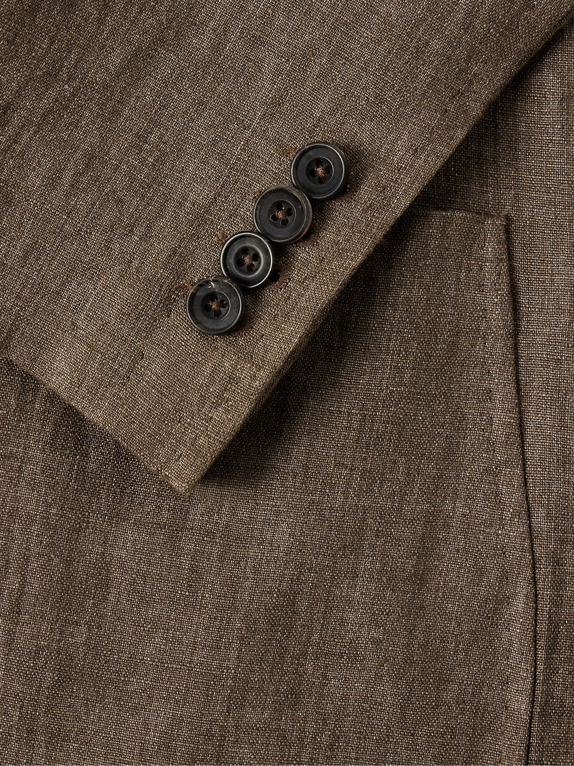 Unstructured Double-Breasted Linen Suit Jacket