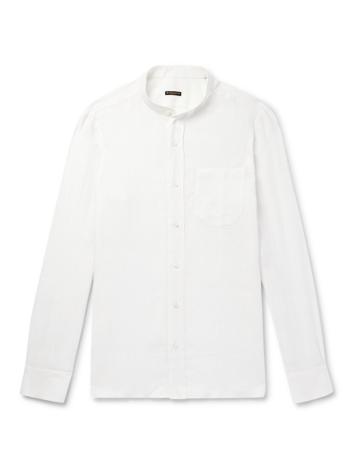 Rubinacci Guru Grandad-collar Linen Shirt In White