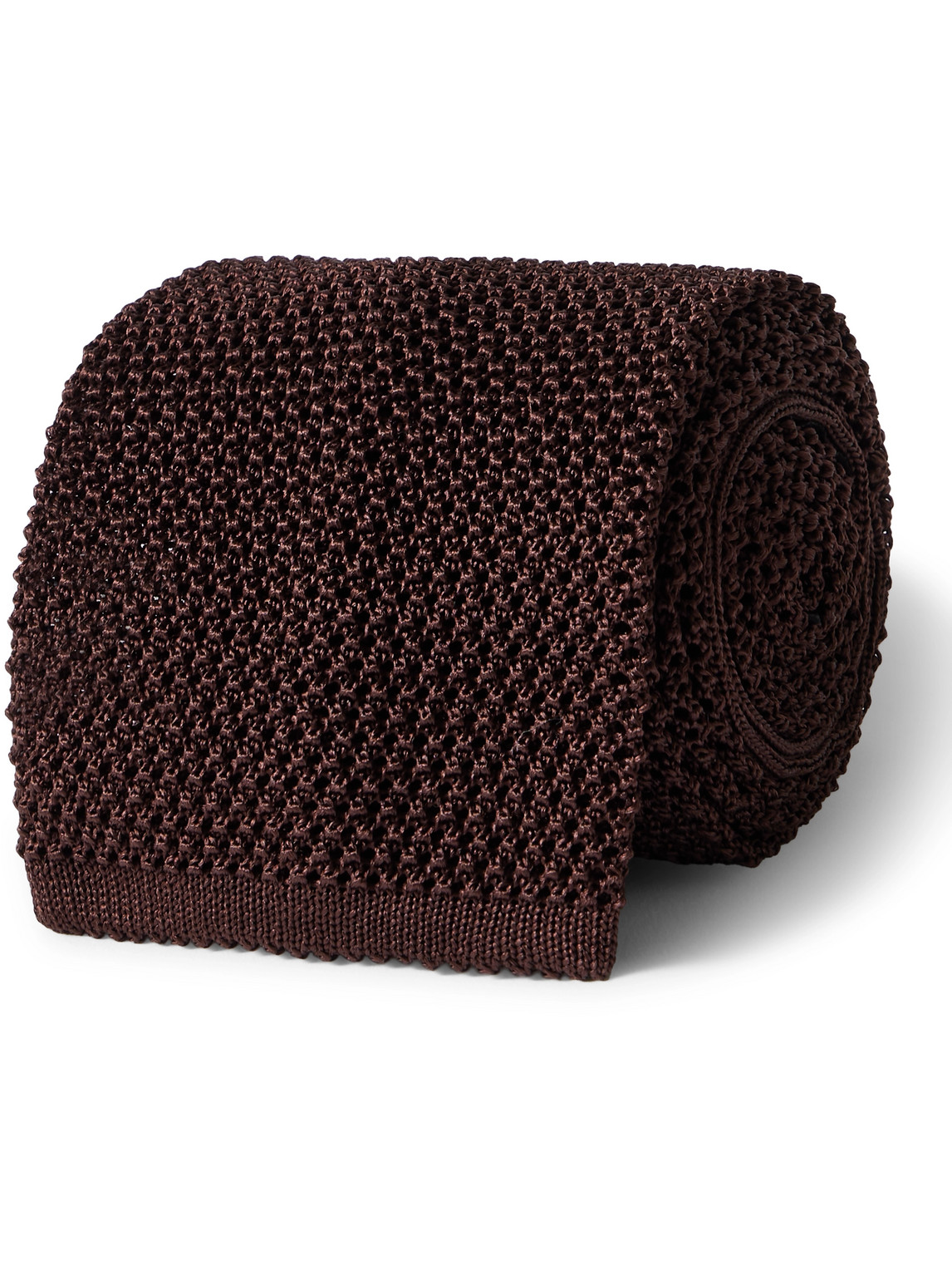 Rubinacci 8cm Knitted Silk Tie In Brown