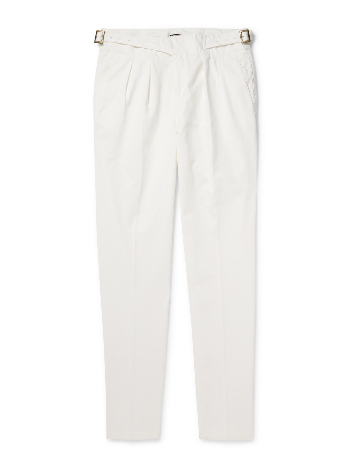 Rubinacci Manny Straight-leg Pleated Cotton-twill Trousers In White