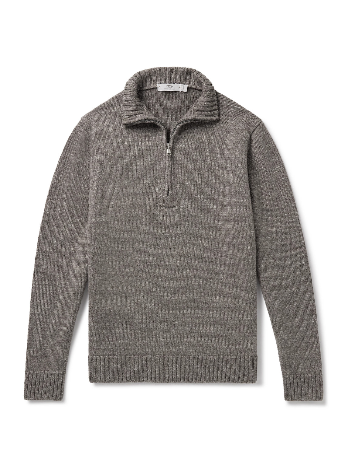 Inis Meain Wool And Linen-blend Half-zip Sweater In Gold