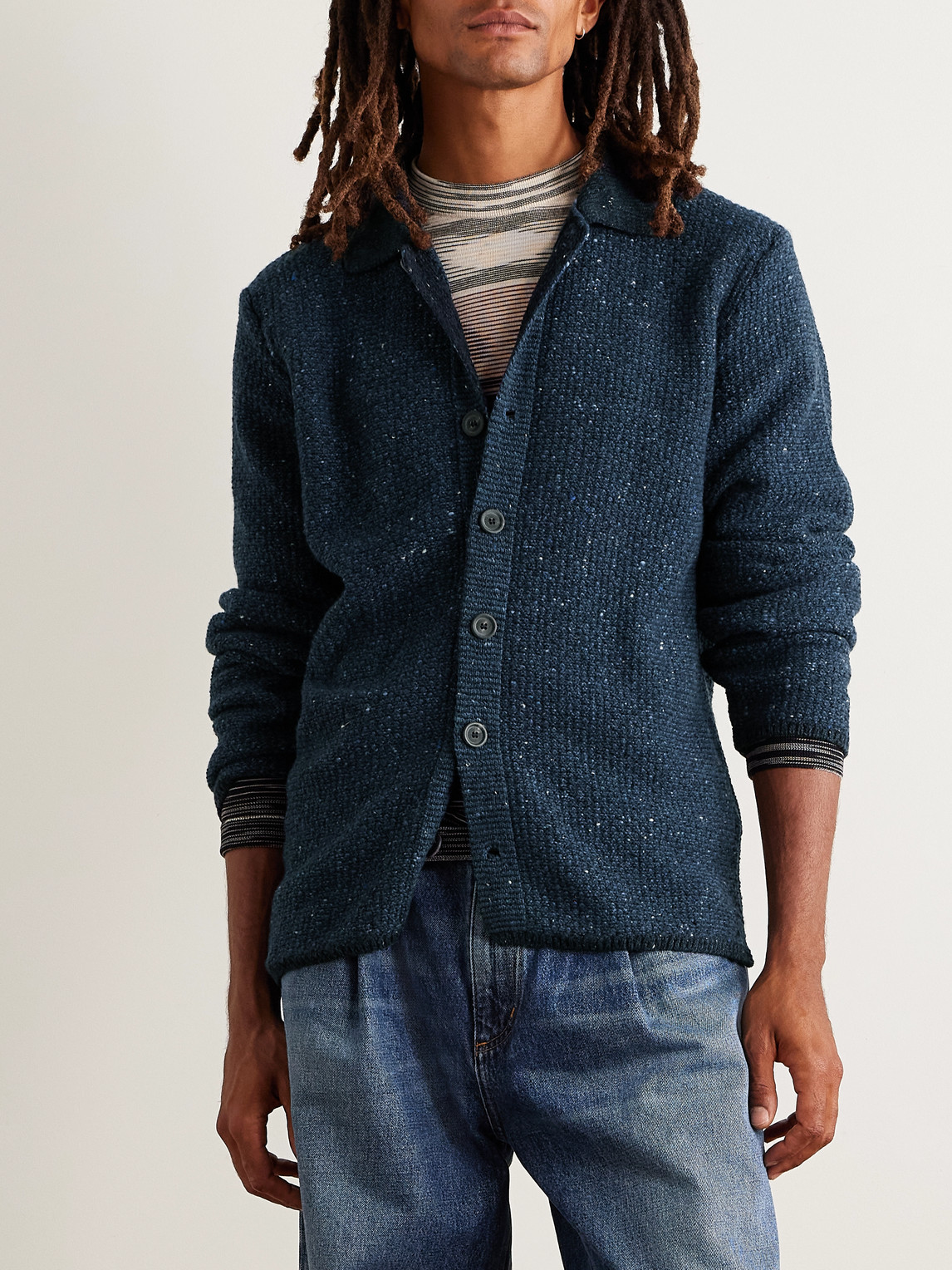  Inis Meáin - Breidin Merino Wool And Cashmere-blend Shirt Jacket - Men - Blue - Xl 