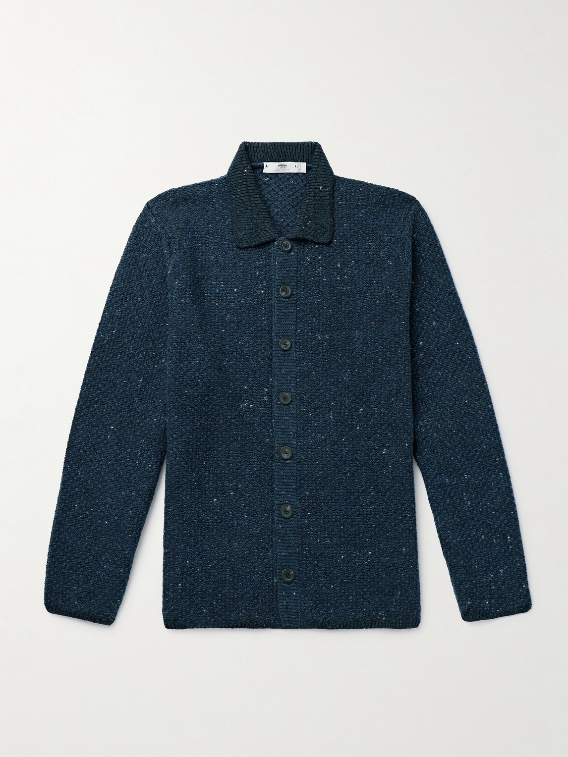 Inis Meain Breidin Merino Wool And Cashmere-blend Shirt Jacket In Blue