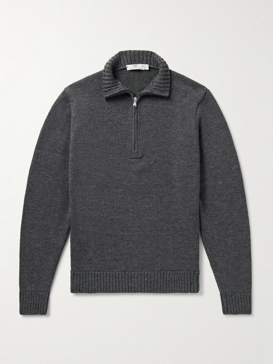 Inis Meain Wool And Linen-blend Half-zip Sweater In Gray