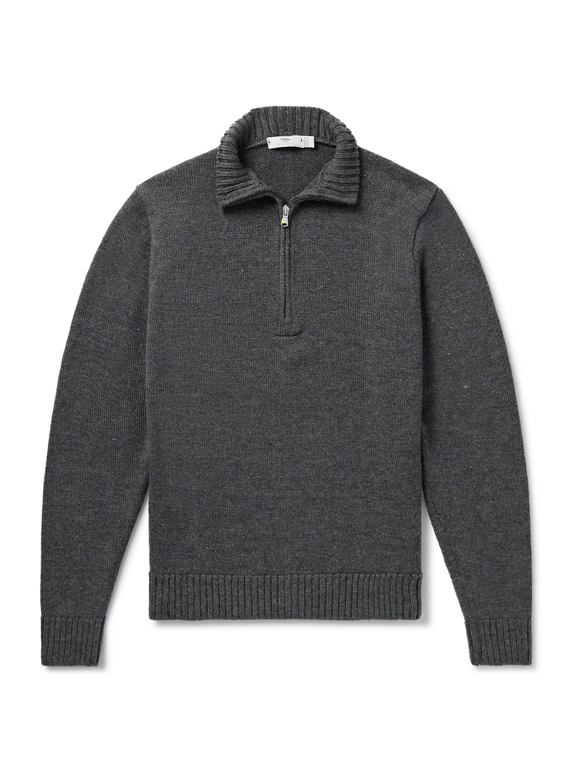 Inis Meain Wool And Linen-blend Half-zip Sweater In Gray